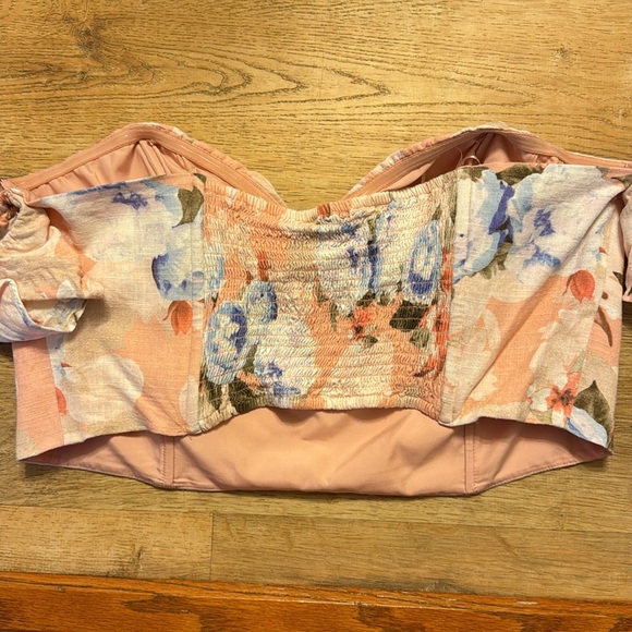 Express Floral Ruffle Off The Shoulder Crop Top - Picture 8 of 8